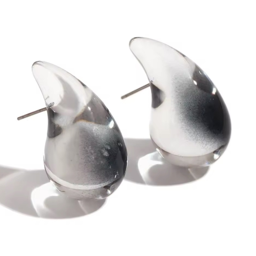 ◾️Transparent Black Resin Waterdrop Earrings